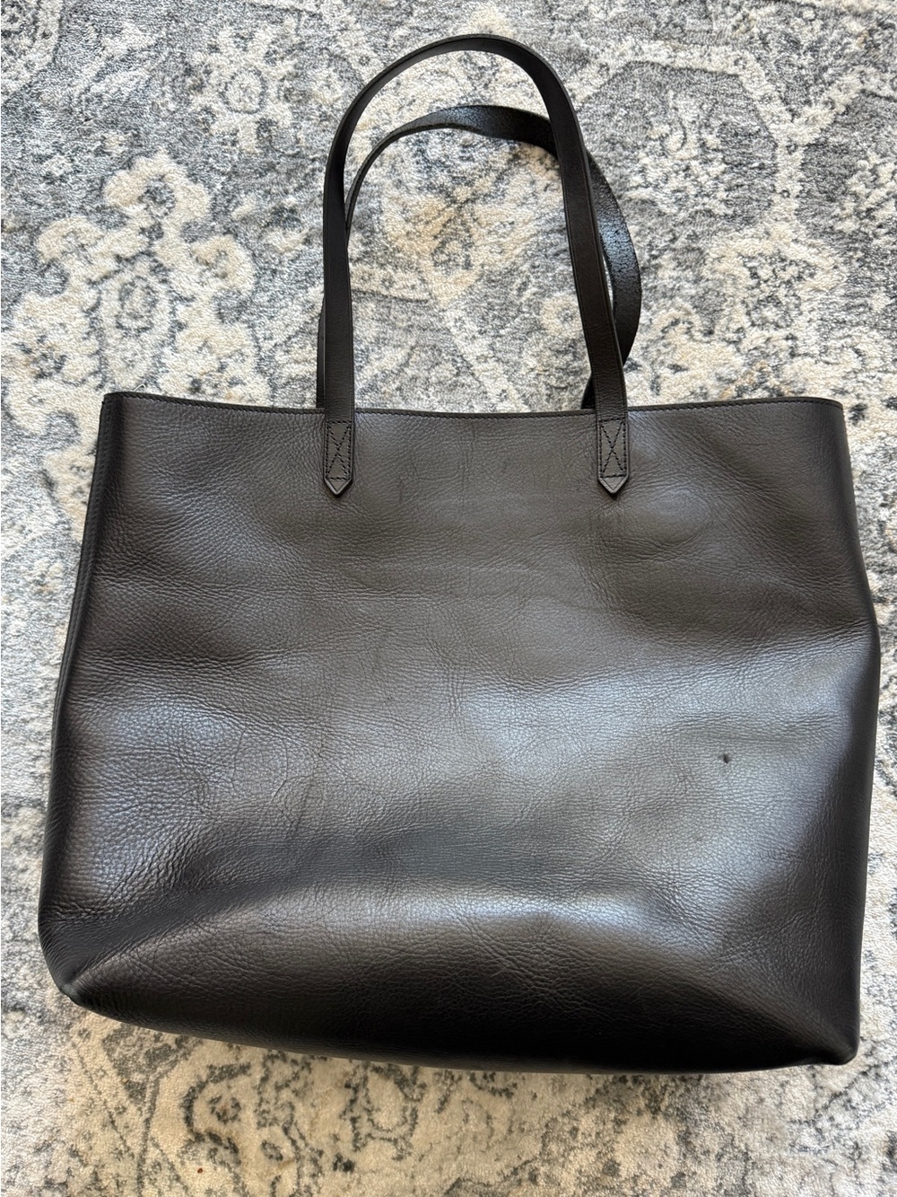 Madewell Zip-Top Black Leather Tote